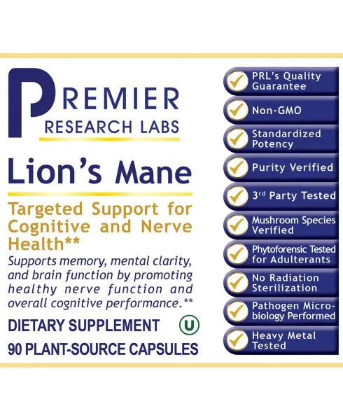 Lion's Mane *NEW ITEM* (Cognitive clarity, memory and nerve health) 90 vcaps