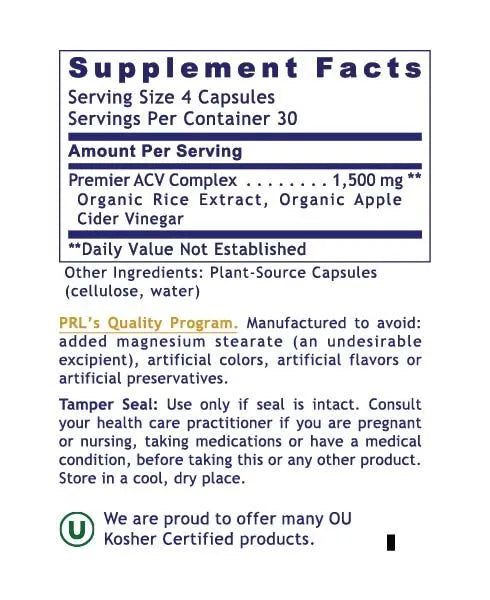 Apple Cider Vinegar (Premier Apple Cider Vinegar - pH Balance Support) 90 Vcaps