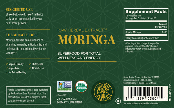 Moringa - Organic Herbal Extract (Energy, Mental, Sleep Support, and Healthy Cholesterol Level) 2 fl. oz.