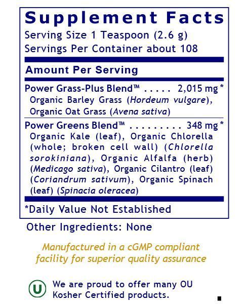 Greens Powder (Premier Organic Greens for Health and Wellness Support) 10 oz. Powder